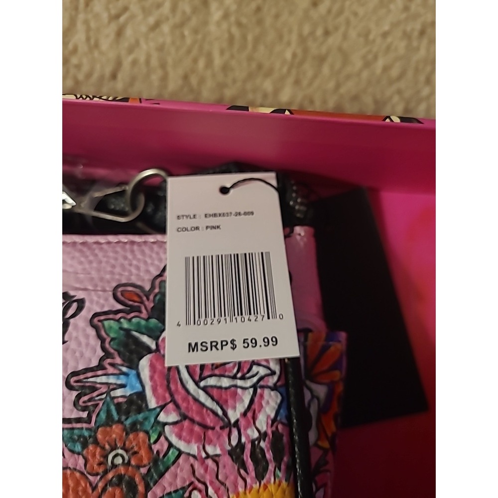 Ed Hardy Gift Box Convertible Wristlet Skull Floral Pink. NO KEY RING!! - Picture 9 of 9